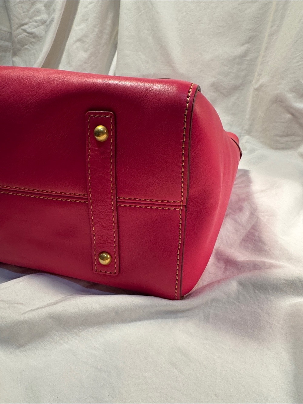 Dooney and Bork Pink Leather Tote Bag with Gold Hardware - Picture 8 of 13